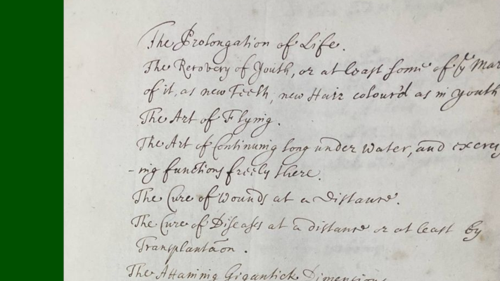 Photograph of Robert Boyle's list of Scientific Problems, Royal Society
