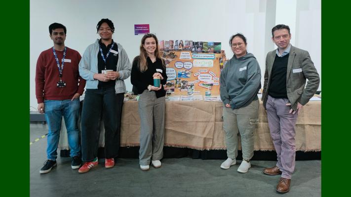 University of Bristol and National Composite Centre members in front of the NextCOMP FUTURES Schools Research Fair stand