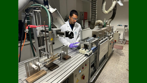 Hassan Almousa working on the Composite Line at University of Vienna